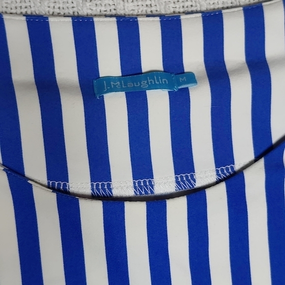 J.McLaughlin Helena Vertical Strip Dress Blue White Women's Size M Catalina - Picture 6 of 9